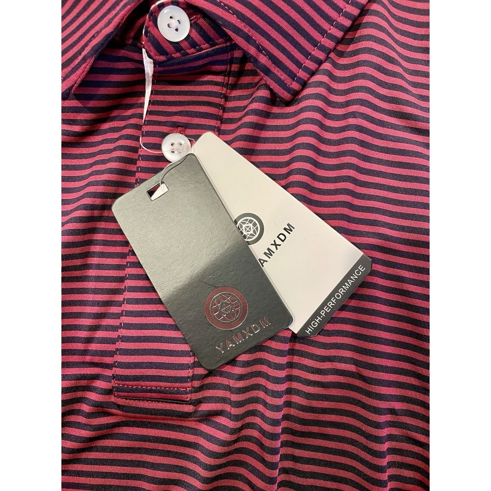 Men's 3XL Performance Golf Polo Shirt Fuchia Navy NWT SPF 30 Moisture Wicking - Picture 3 of 6